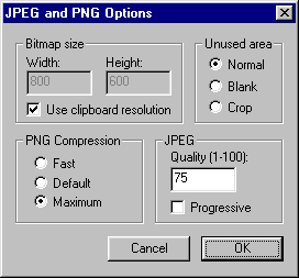 JPEG options dialog