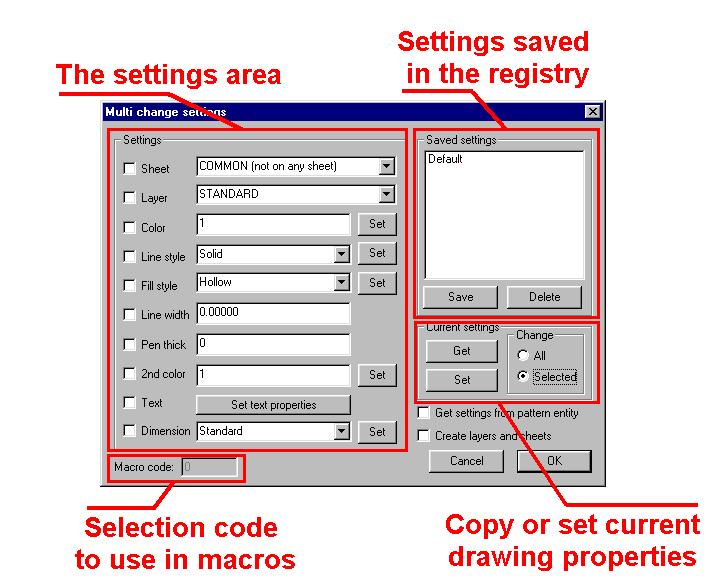 The MCHANGE dialog