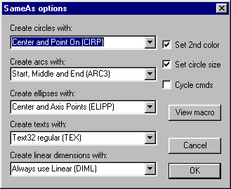 The SAMEASOPT dialog